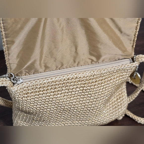 The SAK Small Metallic Gold Accents Crochet Knit Crossbody - Picture 12 of 16